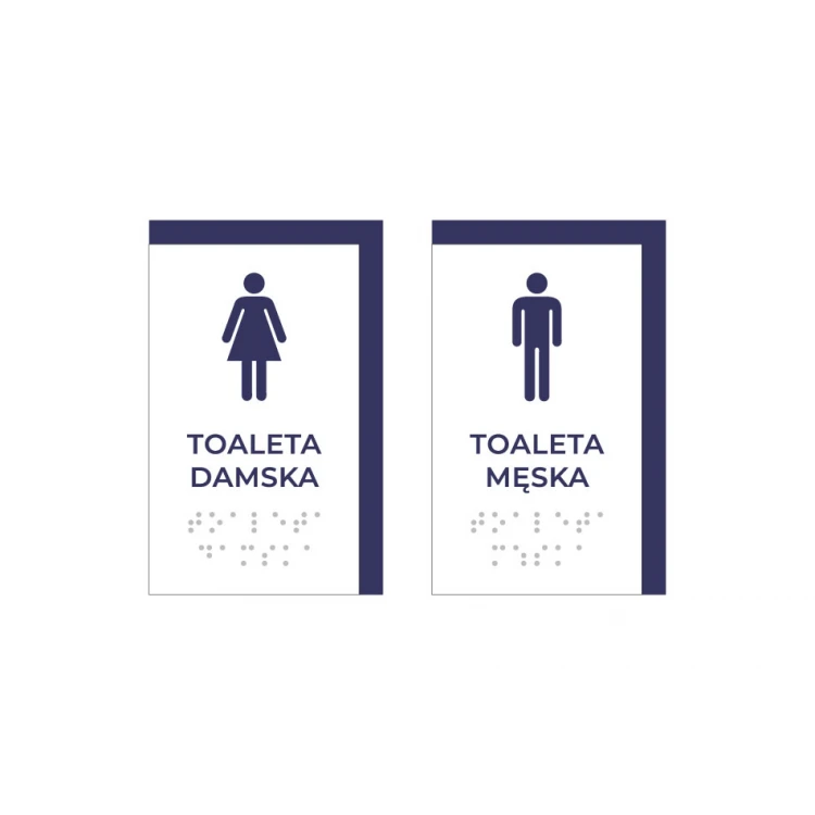 Toaleta damska lub męska - tabliczka z pismem Braille'a - wym.75x120mm - PCW twarde - MAREN -TAB302