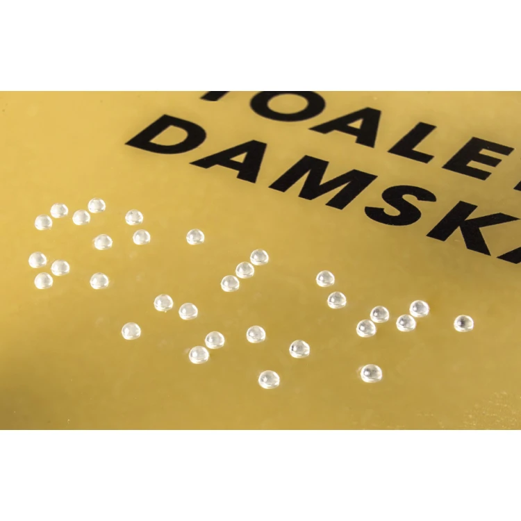 Toaleta damska - tabliczka z plexi z pismem Braille'a na dystansach - wym. 100x160mm - TAB267