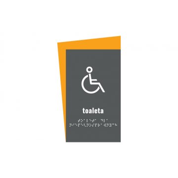Toaleta dla niepełnosprawnych - tabliczka z pismem Braille'a - wym. 130x250mm - PCW twarde - HORIZON - TAB312