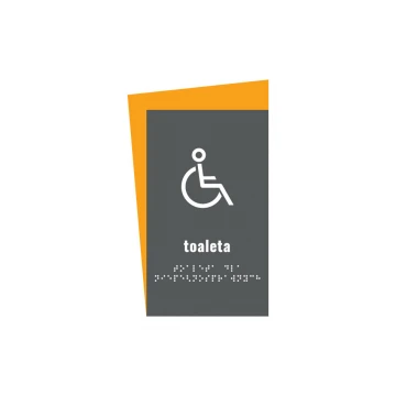 Toaleta dla niepełnosprawnych - tabliczka z pismem Braille'a - wym. 130x250mm - PCW twarde - HORIZON - TAB312