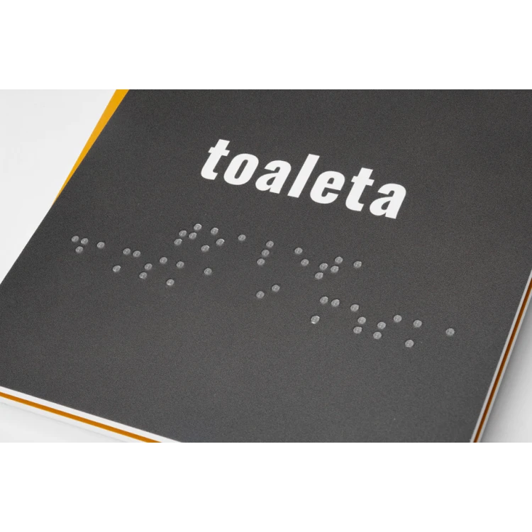 Toaleta dla niepełnosprawnych - tabliczka z pismem Braille'a - wym. 130x250mm - PCW twarde - HORIZON - TAB312