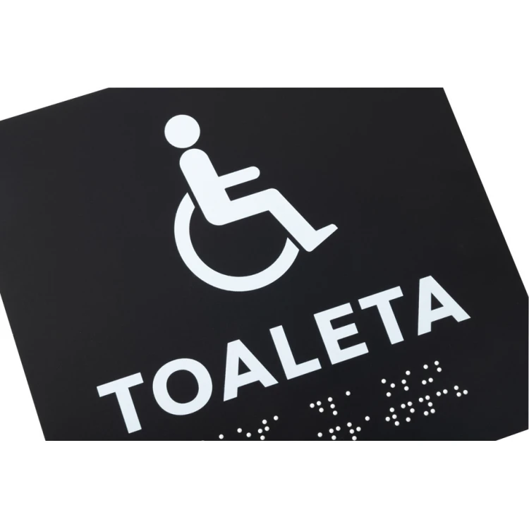 Toaleta dla niepełnosprawnych - tabliczka z pismem Braille'a - akryl czarny mat - wym. 180x170mm - DARK - TAB426