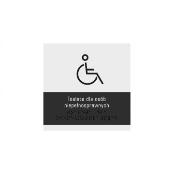 Toaleta dla osób niepełnosprawnych - tabliczka z pismem Braille'a - wym. 160x160mm - akryl szroniony i czarna ADA - NORD - TAB328
