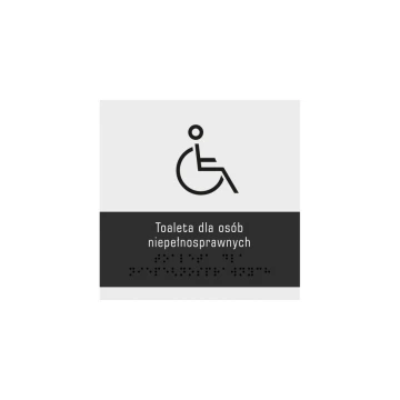 Toaleta dla osób niepełnosprawnych - tabliczka z pismem Braille'a - wym. 160x160mm - akryl szroniony i czarna ADA - NORD - TAB328
