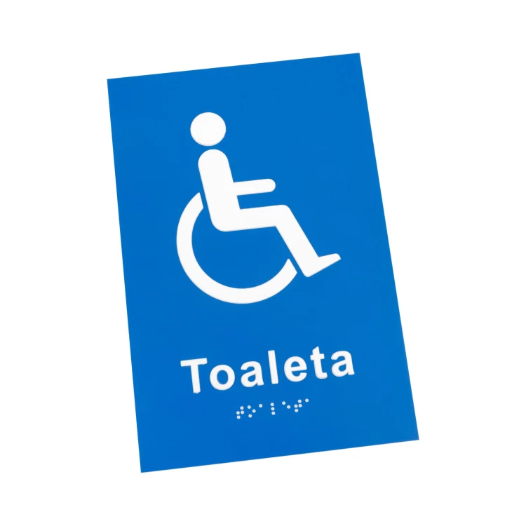 Toaleta dla osób niepełnosprawnych z wypukłym piktogramem i pismem Braille'a - druk UV - wym. 140x210mm - TT057