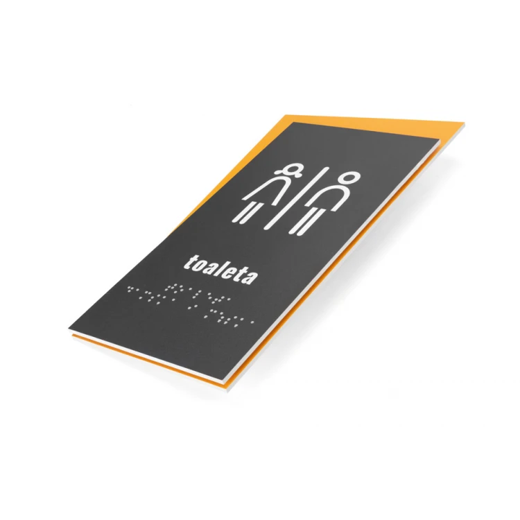 Toaleta koedukacyjna - tabliczka z pismem Braille'a - wym. 130x250mm - PCW twarde - HORIZON - TAB313