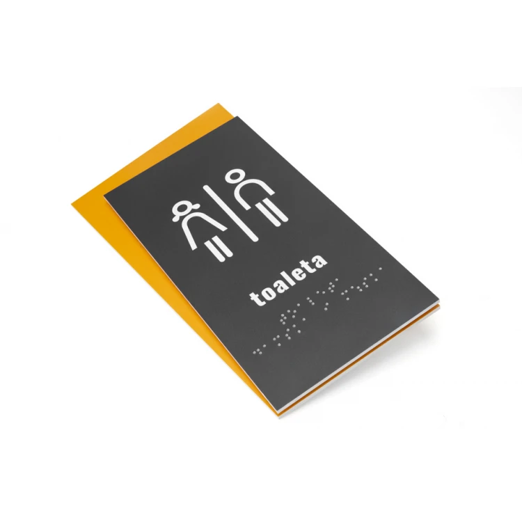 Toaleta koedukacyjna - tabliczka z pismem Braille'a - wym. 130x250mm - PCW twarde - HORIZON - TAB313