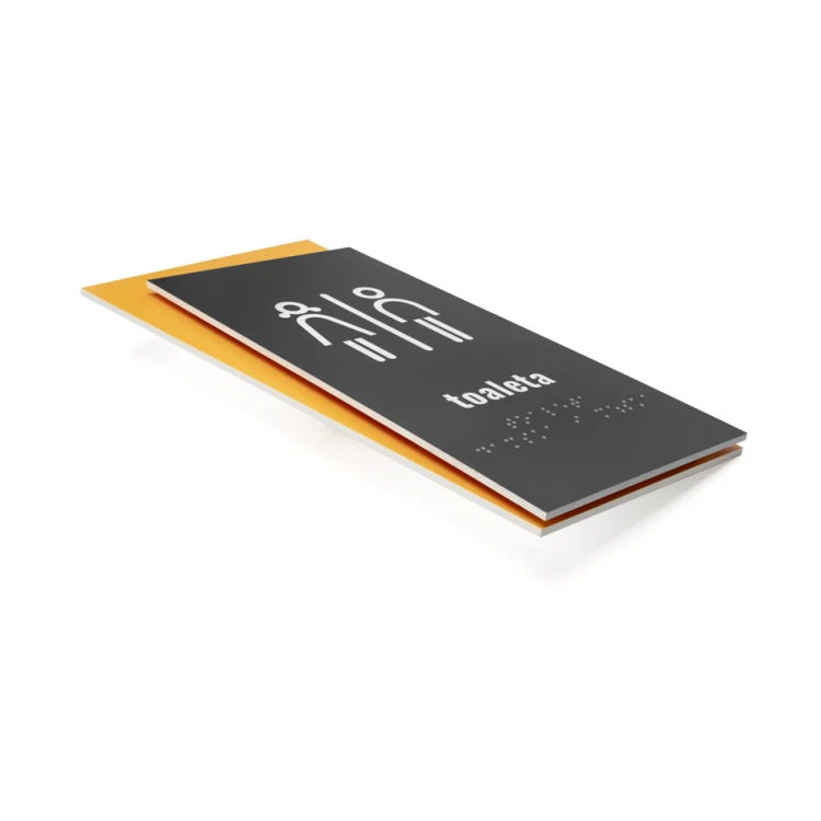 Toaleta koedukacyjna - tabliczka z pismem Braille'a - wym. 130x250mm - PCW twarde - HORIZON - TAB313