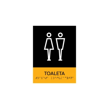 Toaleta koedukacyjna - tabliczka z pismem Braille'a - wym. 150x200mm -  PCW twarde - SUN - TAB317