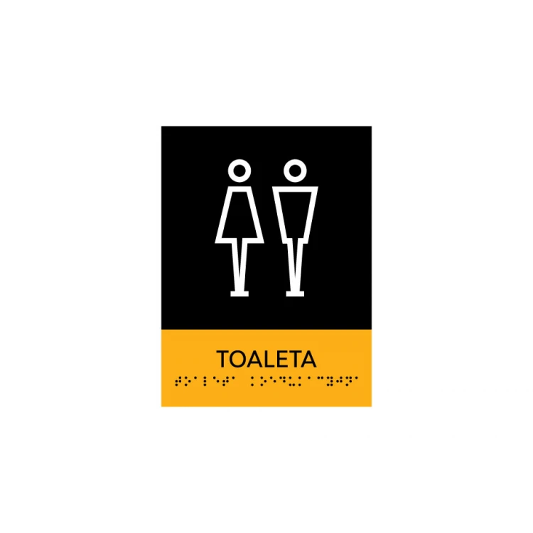 Toaleta koedukacyjna - tabliczka z pismem Braille'a - wym. 150x200mm -  PCW twarde - SUN - TAB317