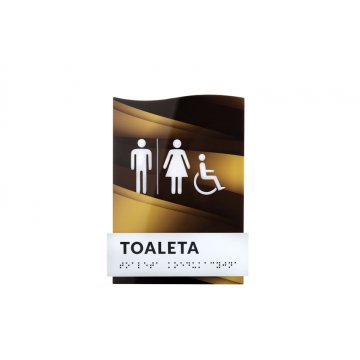 Toaleta koedukacyjna - tabliczka z pismem Braille'a - wym. 158x213mm - plexi -TAB433