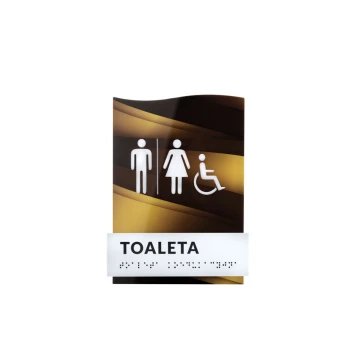 Toaleta koedukacyjna - tabliczka z pismem Braille'a - wym. 158x213mm - plexi -TAB433