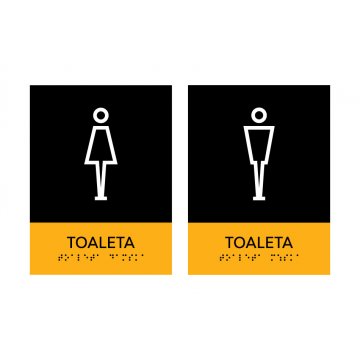 Toaleta męska lub damska - tabliczka z pismem Braille'a - wym. 150x200mm - PCW twarde - SUN - TAB316