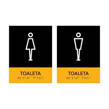 Toaleta męska lub damska - tabliczka z pismem Braille'a - wym. 150x200mm - PCW twarde - SUN - TAB316