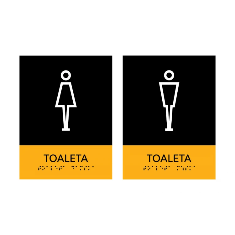 Toaleta męska lub damska - tabliczka z pismem Braille'a - wym. 150x200mm - PCW twarde - SUN - TAB316
