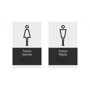 Toaleta męska lub damska - tabliczka z pismem Braille'a - wym. 100x160mm - akryl szroniony i ADA- NORD - TAB327