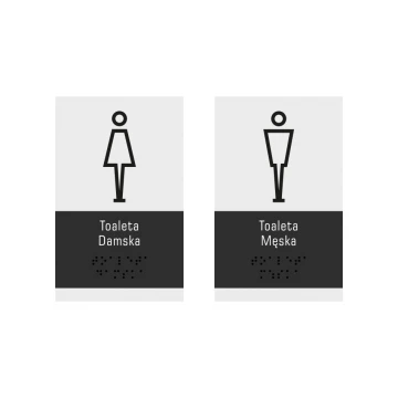 Toaleta męska lub damska - tabliczka z pismem Braille'a - wym. 100x160mm - akryl szroniony i ADA- NORD - TAB327