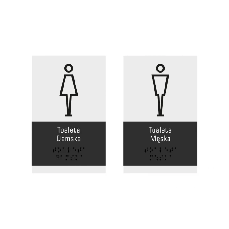 Toaleta męska lub damska - tabliczka z pismem Braille'a - wym. 100x160mm - akryl szroniony i ADA- NORD - TAB327
