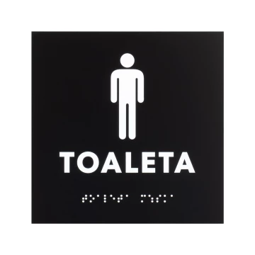 Toaleta męska - tabliczka z czarnego matowego akrylu - wym. 150x150mm - TT055