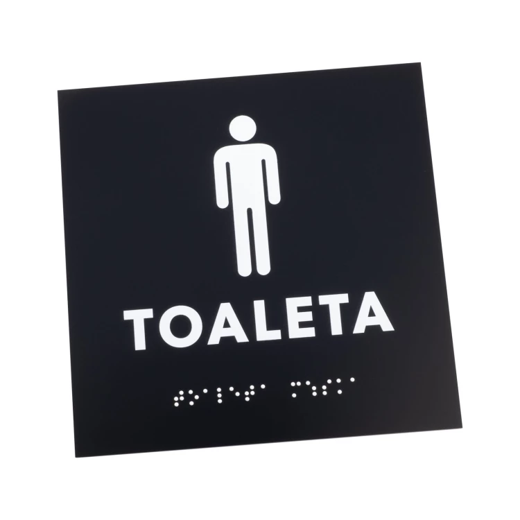 Toaleta męska - tabliczka z czarnego matowego akrylu - wym. 150x150mm - TT055