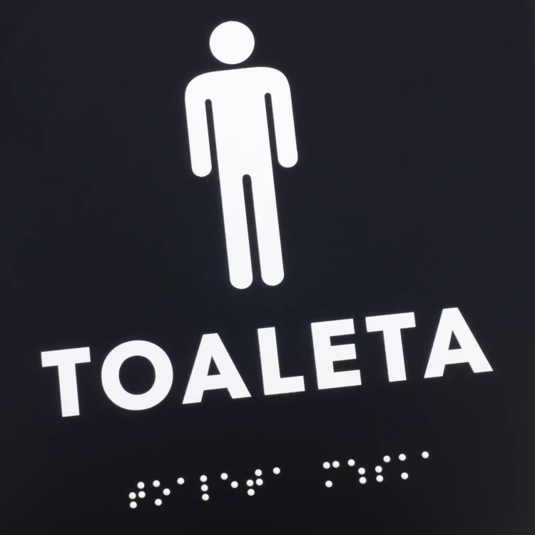 Toaleta męska - tabliczka z czarnego matowego akrylu - wym. 150x150mm - TT055