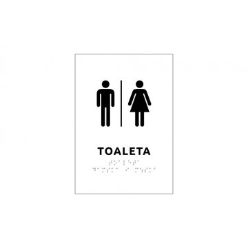 Toaleta - tabliczka z pismem Braille'a - wym. 140x200mm - PCW twarde - SIMPLE - TAB334