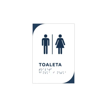 Toaleta - tabliczka z białego dibondu z pismem Braille'a - wym. 140x200mm - MONO - TAB293