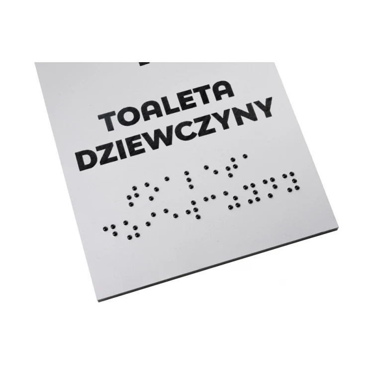 Toaleta - tabliczka do szkoły z pismem Braille'a - srebrny laminat 3mm - wym. 80x150mm - TAB340 