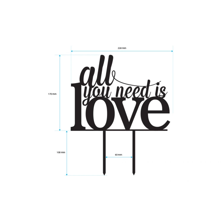 Topper na tort - all you need is love - TOP002