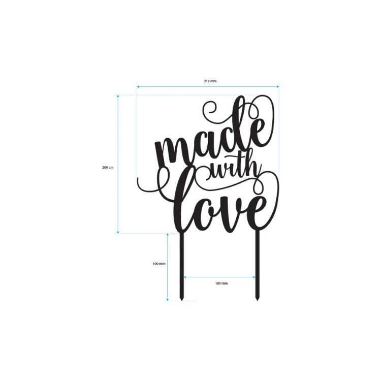 Topper na tort - made with love - TOP001