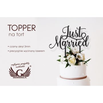 Topper na tort ślubny - Just Married - TOP030