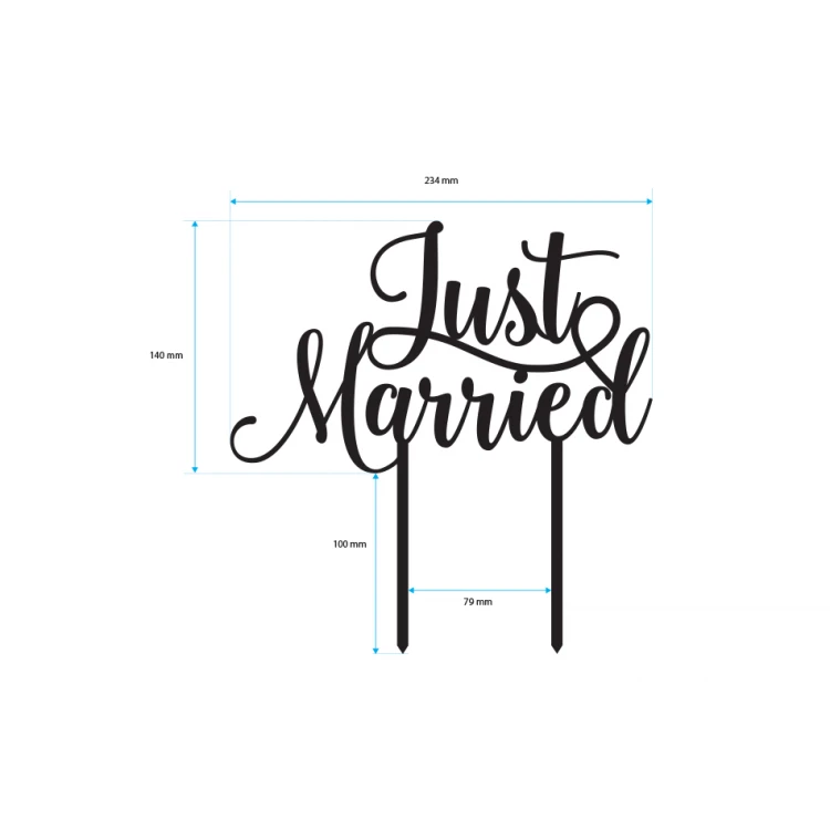 Topper na tort ślubny - Just Married - TOP030