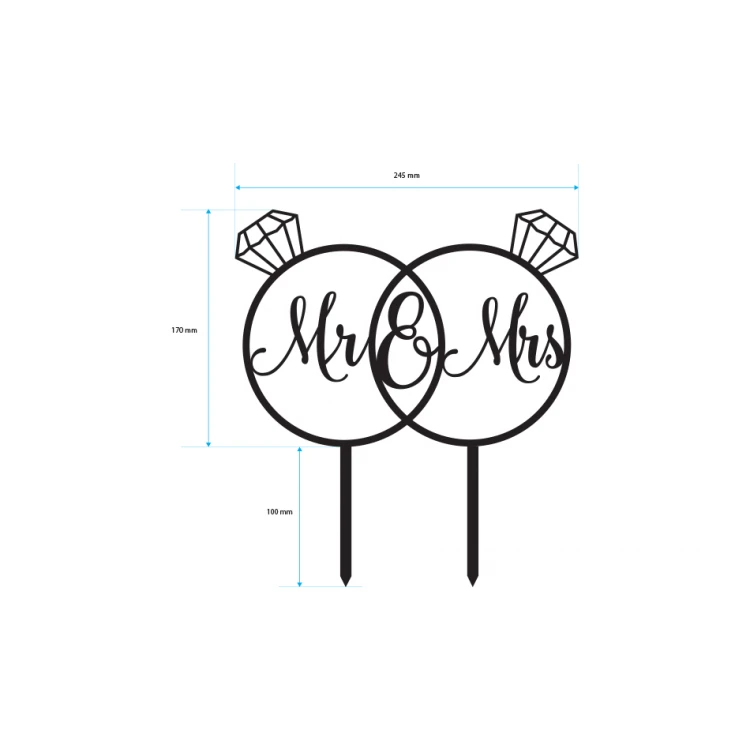 Topper na tort ślubny - Mr&Mrs - TOP033