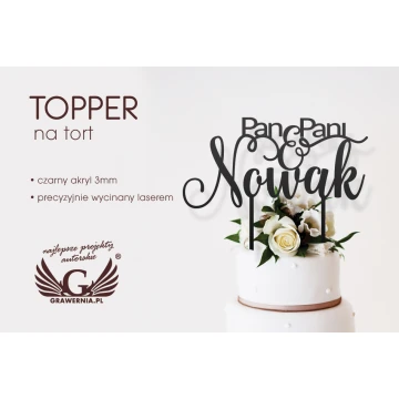 Topper na tort ślubny - Pan i Pani - TOP031