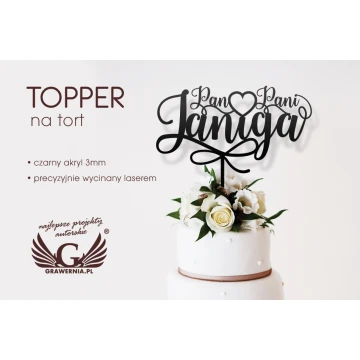 Topper na tort ślubny - Pan i Pani - TOP029