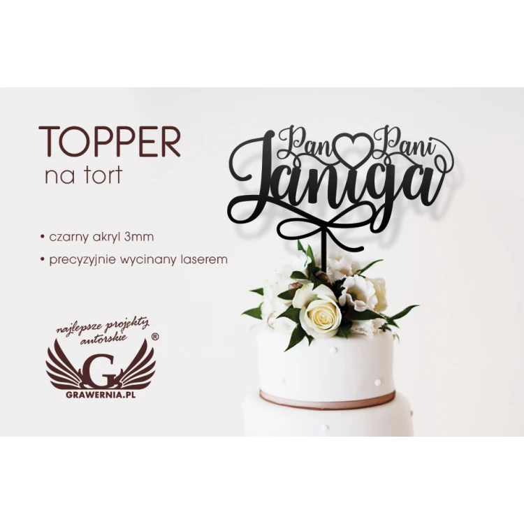 Topper na tort ślubny - Pan i Pani - TOP029