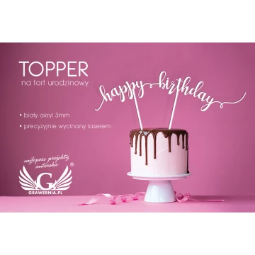 Topper na tort urodzinowy - happy birthday - TOP013