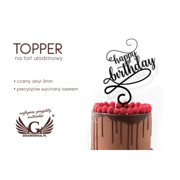 Topper na tort urodzinowy - happy birthday - TOP024