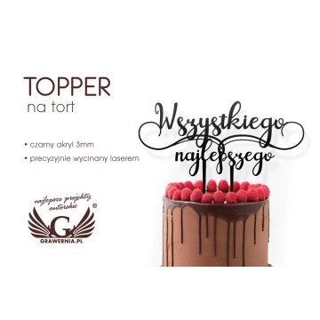 Topper na tort urodzinowy - wszystkiego najlepszego - TOP025