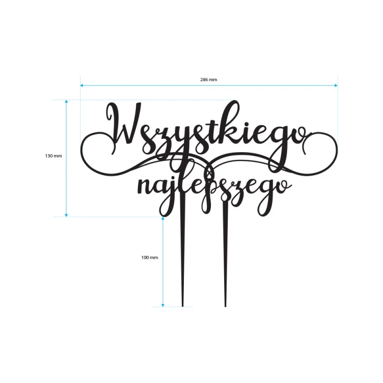 Topper na tort urodzinowy - wszystkiego najlepszego - TOP025