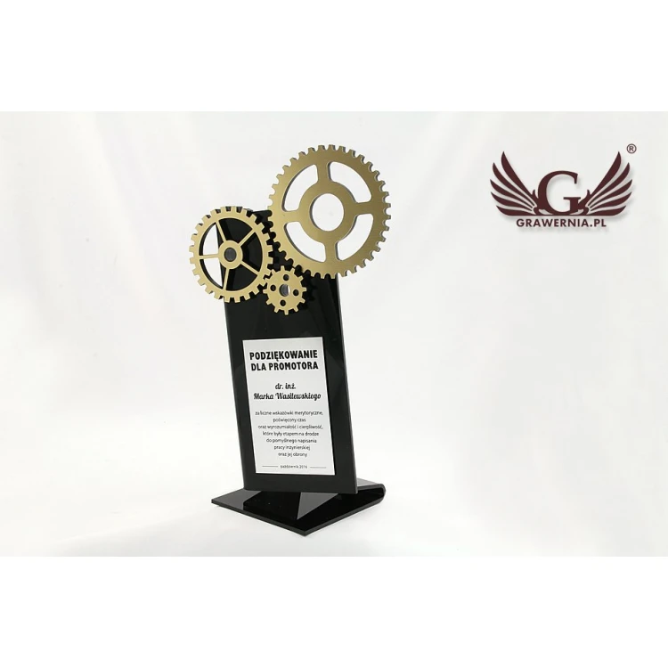 Trofeum akrylowe Koła Zębate 1 - grawer laserem i druk UV - model DTA33