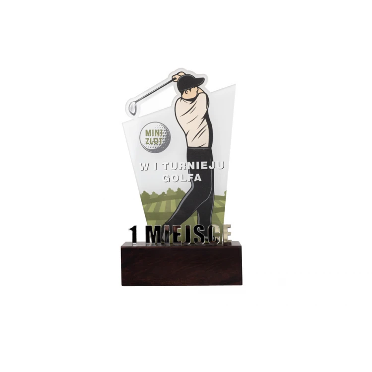Trofeum akrylowe na drewnianym postumencie - Golf - wys. 22,5cm - DTA077