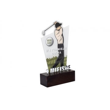 Trofeum akrylowe na drewnianym postumencie - Golf - wys. 22,5cm - DTA077