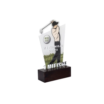 Trofeum akrylowe na drewnianym postumencie - Golf - wys. 22,5cm - DTA077