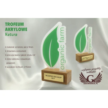 Trofeum akrylowe - NATURA - model DTA38 - wys. 21,5cm - druk UV