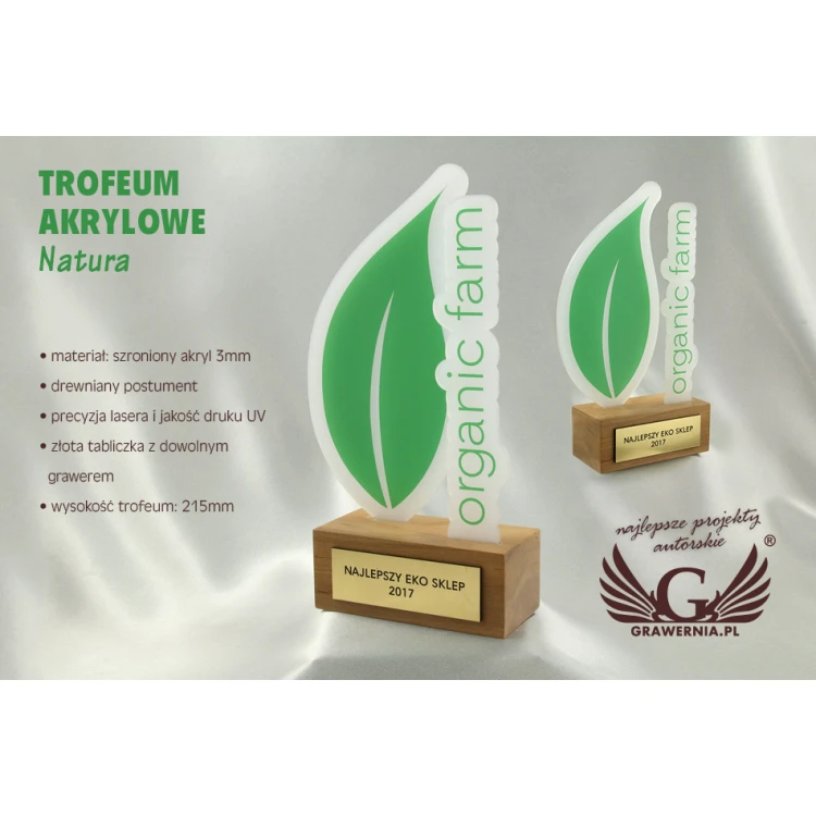 Trofeum akrylowe - NATURA - model DTA38 - wys. 21,5cm - druk UV