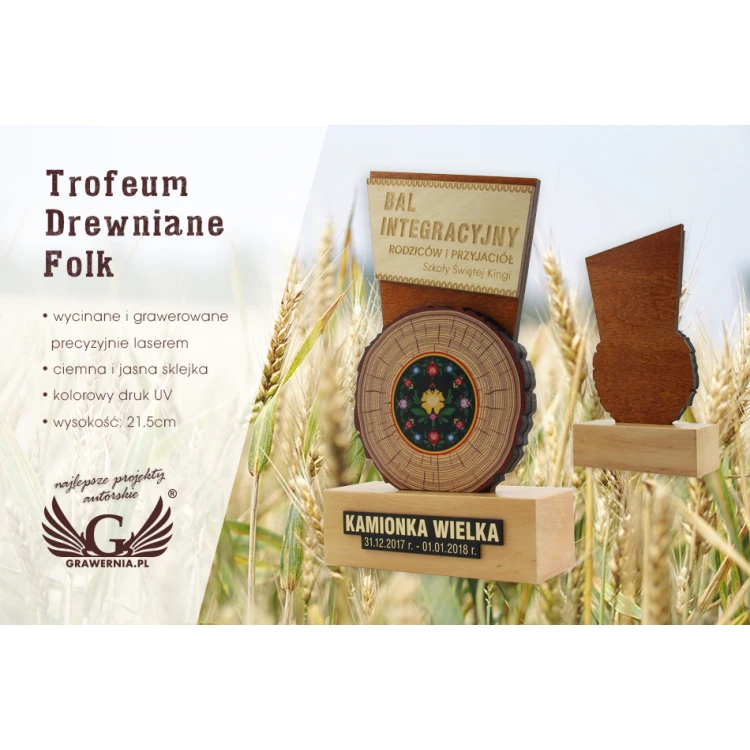 Trofeum drewniane  - FOLK - model DTA46 - wys. 21,5cm