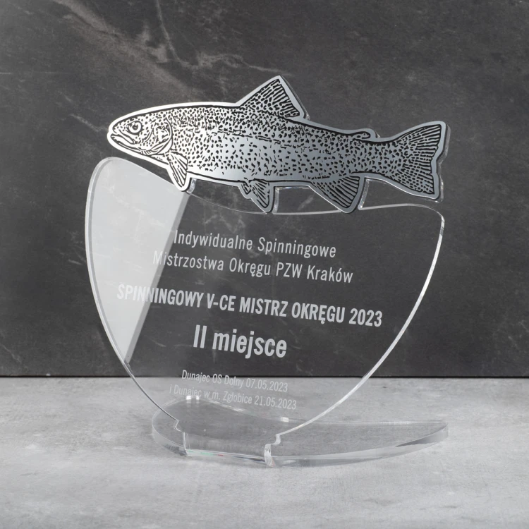 TROFEUM NA ZAWODY WĘDKARSKIE MUCHOWE - PSTRĄG - model DTA9