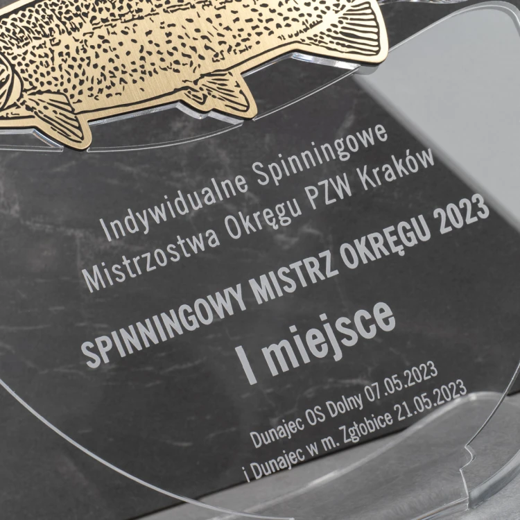 TROFEUM NA ZAWODY WĘDKARSKIE MUCHOWE - PSTRĄG - model DTA9