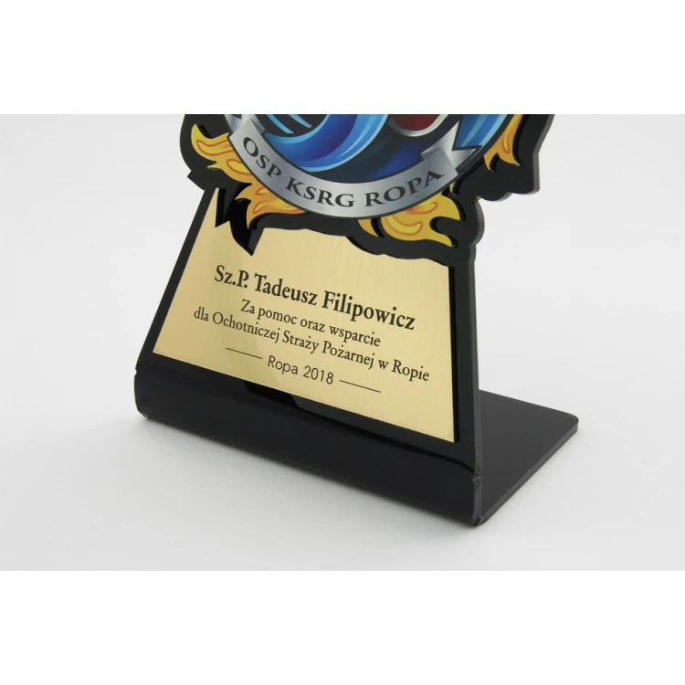 Trofeum Strażak z odznaką OSP - model DTA49 - wysokość 17cm - druk UV